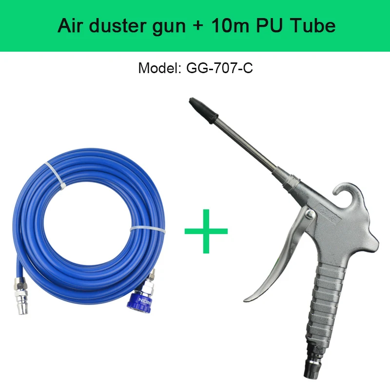 10 м PU трубка с пластиковой ручкой пневматический пистолет для выдува воздуха комплект Воздушный Пыльник для очистки сопла со шлангом - Цвет: 10m GG-707-C