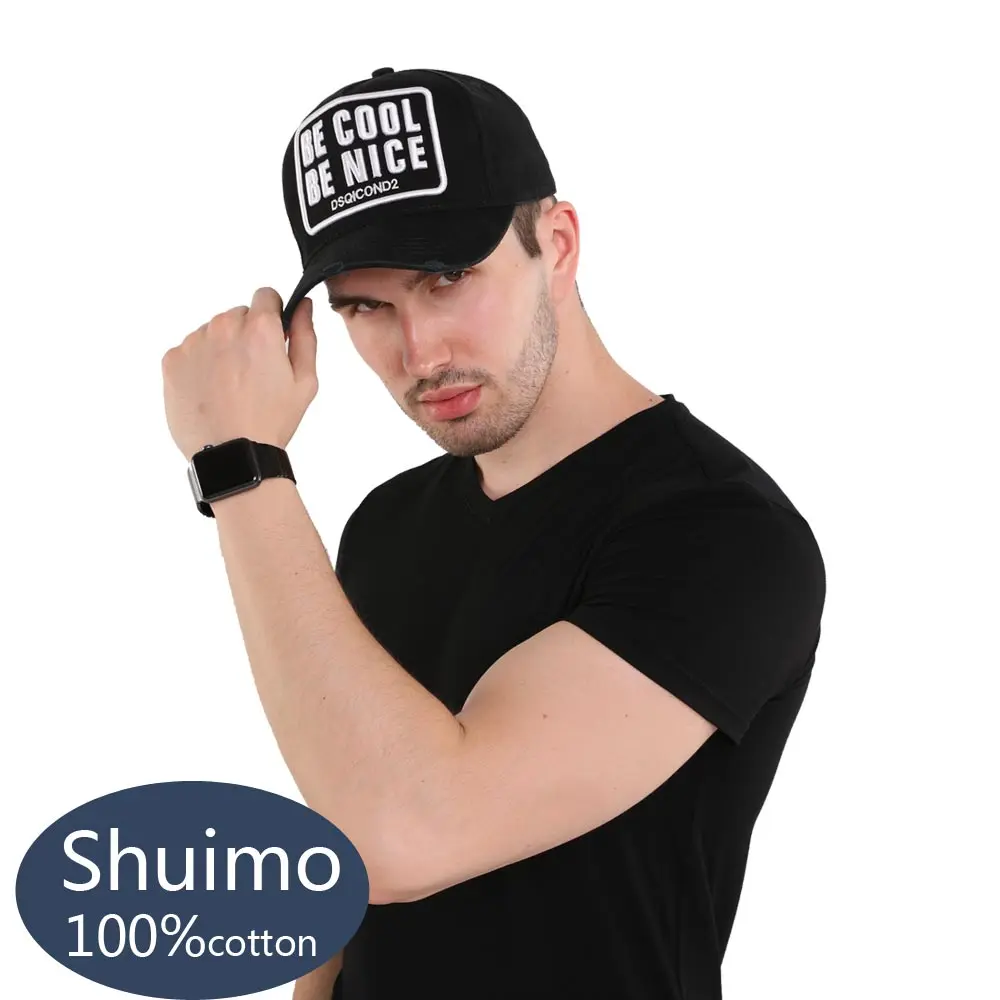Alta calidad DSQICOND2 algodón ser fresco ser agradable bordado Gorra de béisbol hombres mujeres negro Dad sombreros Casquette Gorra Beisbol