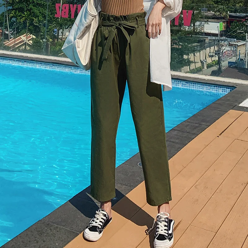 chiffon elastic waist Rainbow pants / trousers women's