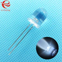 10 мм белый светодиодный светильник с круглым светодиодом, Прозрачный Ультра-яркий светильник с бусинами, набор для самостоятельной сборки, практичный широкий угол, 10 мм, 100 шт./партия