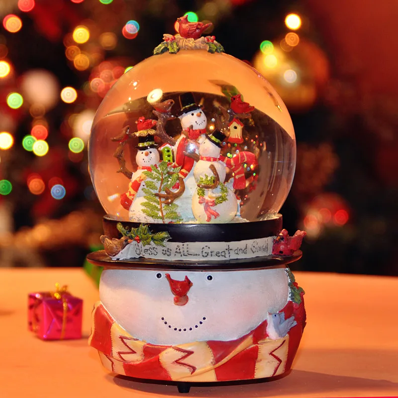 Spray snow christmas crystal ball music box music box Christmas gift