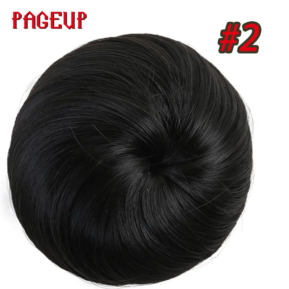 Pageup вьющиеся волосы шиньон с зажимом в волосах булочка пончик ролик шиньон Резиновая лента синтетический чистый цвет высокотемпературное волокно - Цвет: 2