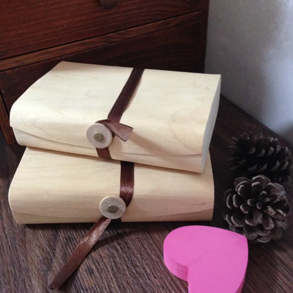 Креативный подарок деревянная коробка с шелковой лентой для фотографий открытки на день рождения коробка для хранения в доме коробка фотоальбом коробка 6 шт./лот 15*10*4 см