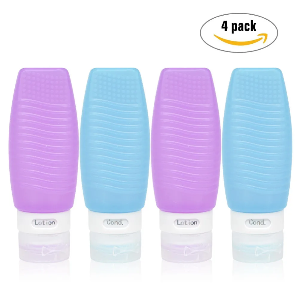4PCS Silicone Travel Bottles Refillable Travel Washing Sets TSA Carry