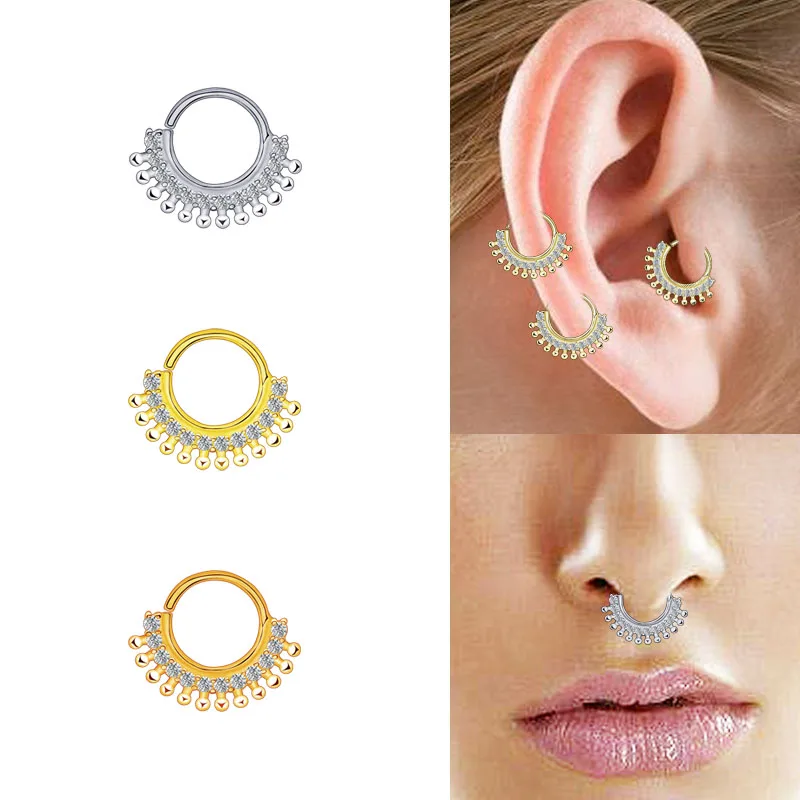 Fashion Women's Septum Jewelry Nose Piercing Rings AAA Zircon High