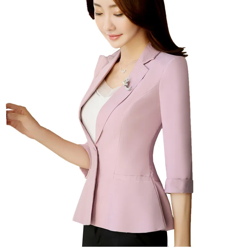 Рабочая Одежда Куртка Половина Рукава Зубчатый Пальто Blazer 2017 Повседневная Feminino