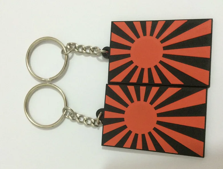 Rising Sun PVC Custom Keychains Promotional Keyrings Rubber Key Chains