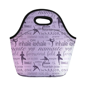 

NOISYDESIGNS Love Yoga Printing Thermal Insulated Lunch Bags for Women Kids Thermal Bag Lunch Box Food Picnic Bags Zipper Tote