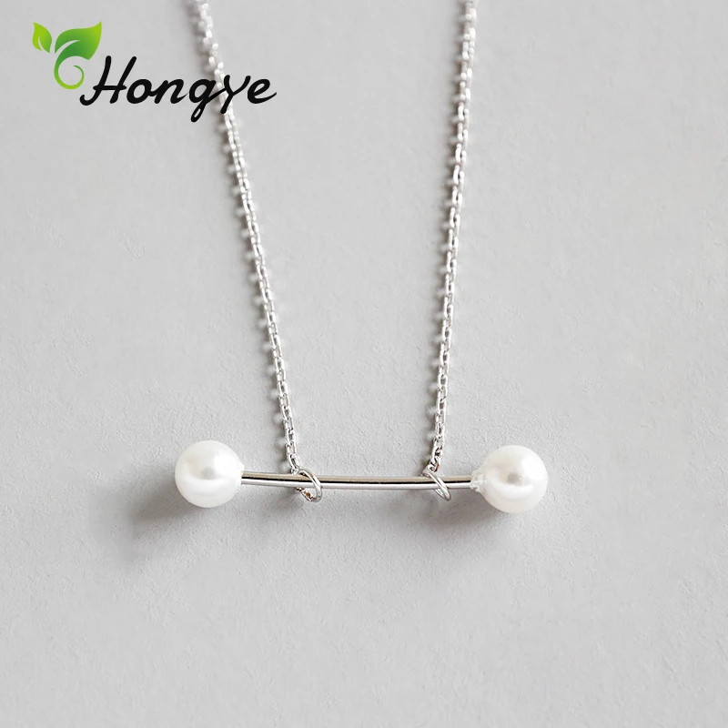 

Hongye Real Pearl Necklace for Women Simple Design Natural Pearl Pendant Necklace Silver 925 Personalized Girls Neck Jewelry