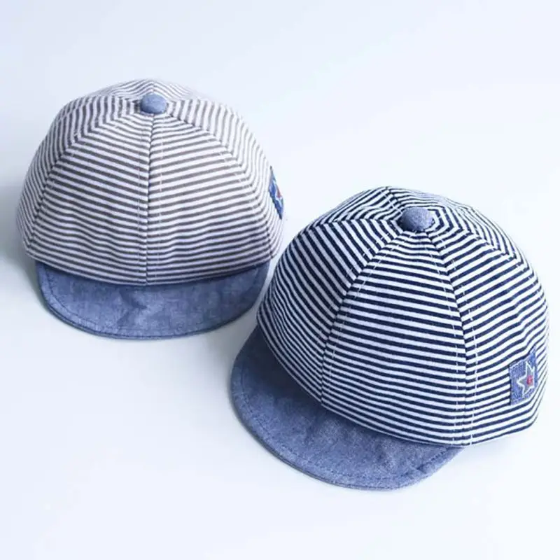 

Summer New Cute Baby Striped Hat Cotton Blend Baby Boy Cap Adjustable Infant Hats for Fashion Girls 6-18M