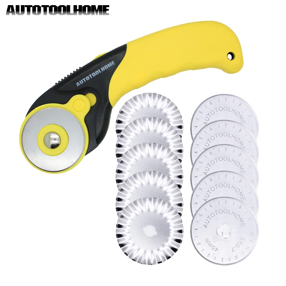 10Pcs 45mm Rotary Cutter Quilting Pinking Lace Blade Set Fabric Cloths