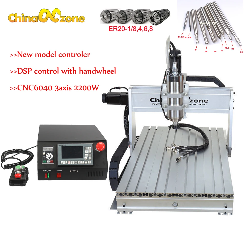 

Mini CNC DIY Machine 6040 3-axis 2200W Milling Engraving Machine New model controler with Hanwheel PCB PVC WOOD Milling router