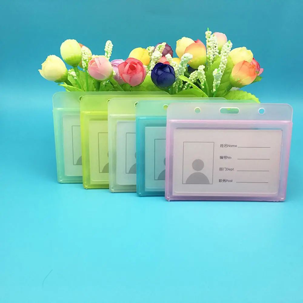 

Durable Pack of Hard Plastic ID Card Badge Holder Horizontal Employee Name Tag Accessories