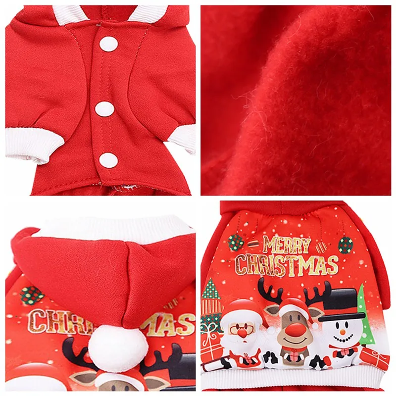 Рождественские толстовки с капюшоном для щенков, одежда для собак, костюм, взрывная Рождественская модная одежда для собак, красный цвет