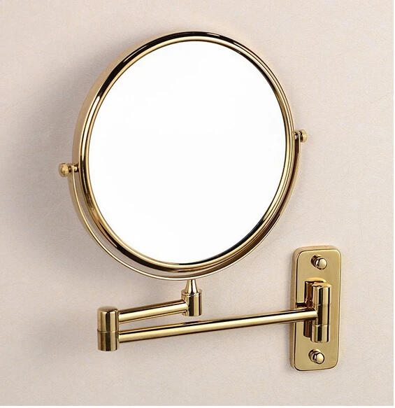 Gold brass wall makeup mirror 8 inch bathroom decorative mirror