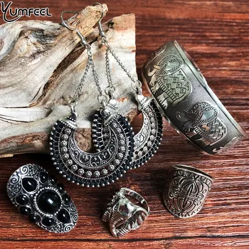 

Yumfeel New Bohemian Vintage Earring Ring Jewelry Sets Women