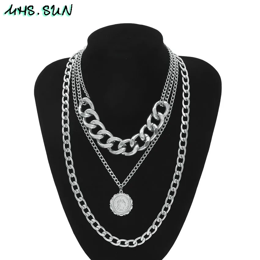 16 (16)  Exaggerated Women Layered Necklace Fashion European Style Chain Necklace SilverGold Vintage Jewelry Trendy Accessories