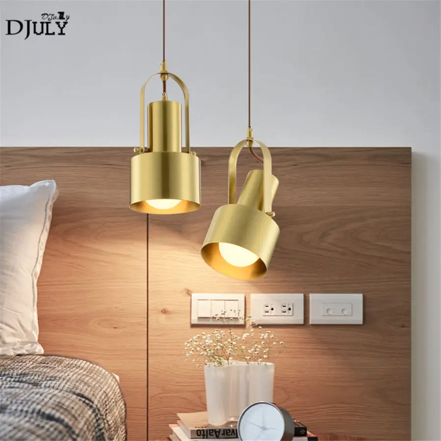 

American luxury copper Rotatable pendant lights for living room villa hotel bedside home deco lustre suspension led hanging lamp