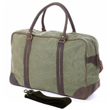2019 Vintage militar Lona de cuero para hombre bolsa de viaje bolsa de lona bolsa de equipaje Boston Bolsa De noche FIN DE SEMANA gran