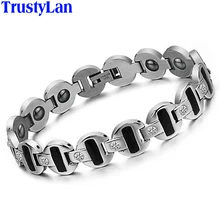 TrustyLan продажи рекламный крутой 12 мм Широкие мужские браслеты из нержавеющей стали ювелирные изделия для здоровья Энергетический Браслет для рук мужские AliExpress