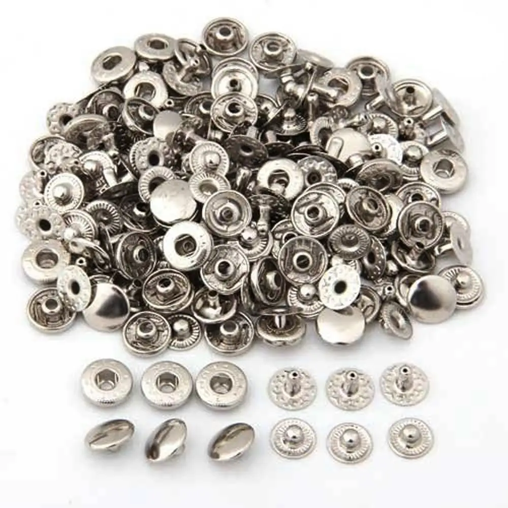 

50 Set Metal No Sewing Press Studs Buttons Snap Fastener Popper 10mm