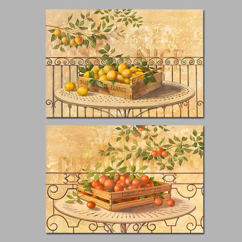 2 Adet Naturmort Avrupa Tarzi Limon Portakal Oturma Odasi