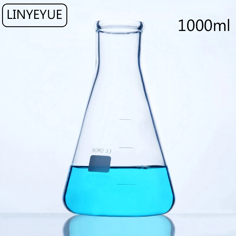 

LINYEYUE 1000mL Glass Conical Flask Chemistry Erlenmeyer Flask Borosilicate high temperature resistance Laboratory Equipment