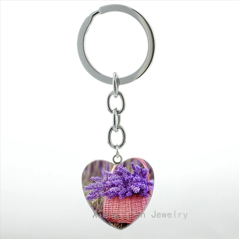 Beautiful purple lavender keychain fashion women flower charms jewelry Beautiful purple lavender keychain fashion women flower charms jewelry