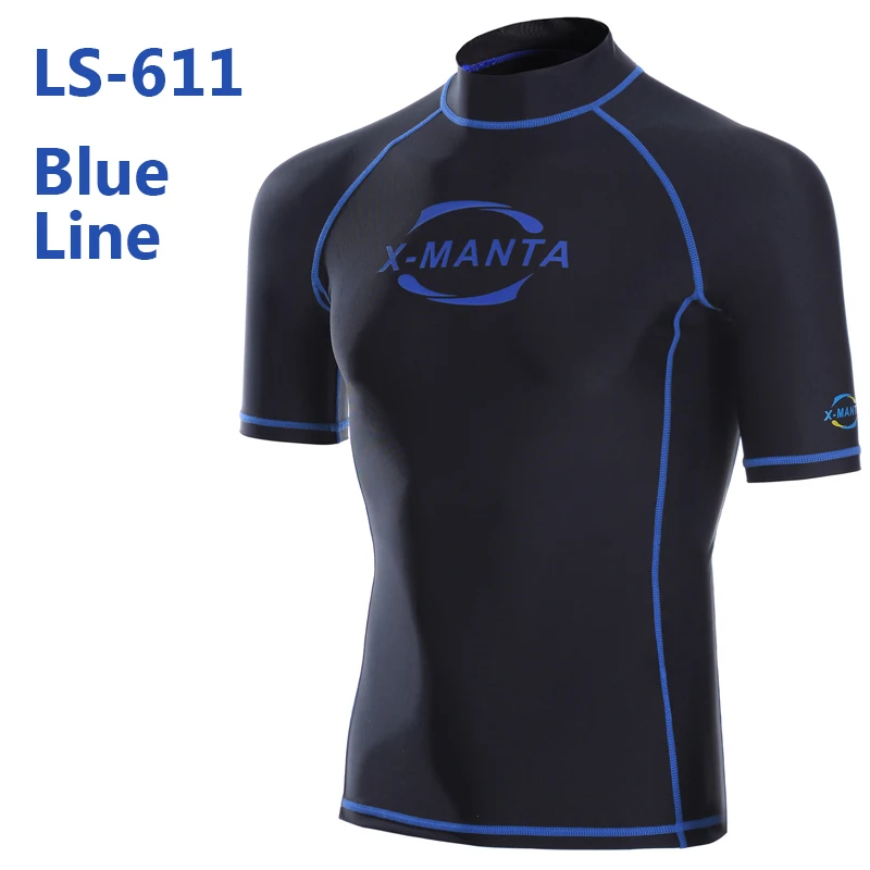 DIVE& SAIL Lycra UPF 50+ рашгарды для мужчин, боди, костюмы, раздельные, для сноркелинга, дайвинга, кожи, анти-УФ, одежда для серфинга, спорта, плавания, одежда - Цвет: BLUE LINE