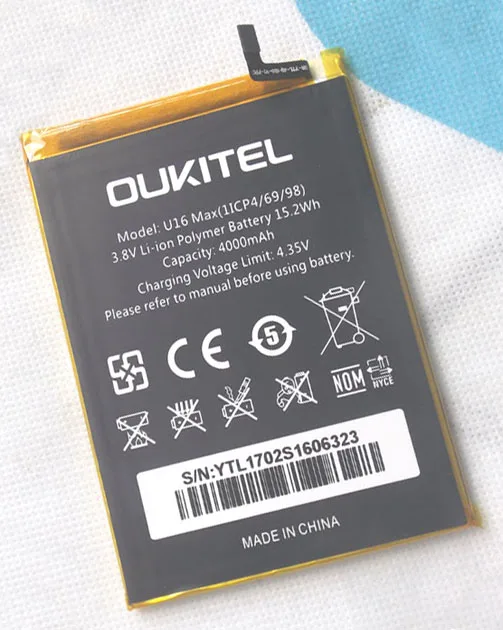 original Oukitel U16 Max phone battery 4000mah 3.8V For Oukitel U16 Max 6.0Inch Smartphone Android MTK6580 Phone-free shipping