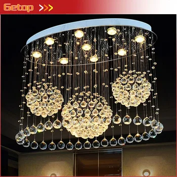 

Modern Simple Oval K9 Crystal Lighting Living Room Creative Restaurant Dining Room LED Crystal Hanging Lamp Lighting Fixtures