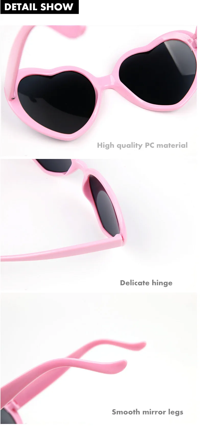 8-Mirror Heart Plastic Sunglasses Women