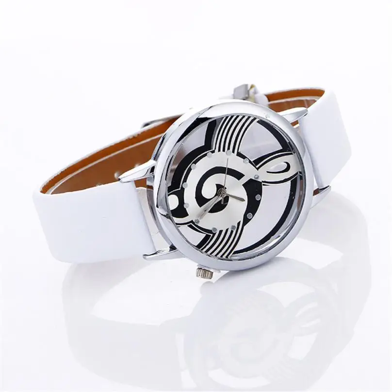 Стильный кожаный браслет с музыкальной нотой, женские наручные часы, простые повседневные женские часы-браслет с гравировкой