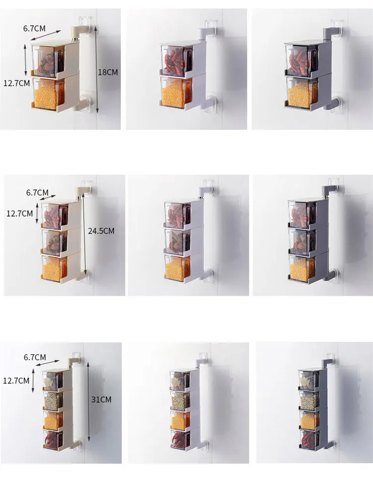 Настенные подвесные вращающиеся приправа коробка наборы для соль, специи и перца шейкер кухонное для специй банки Опора резервуара хранения коробки контейнера