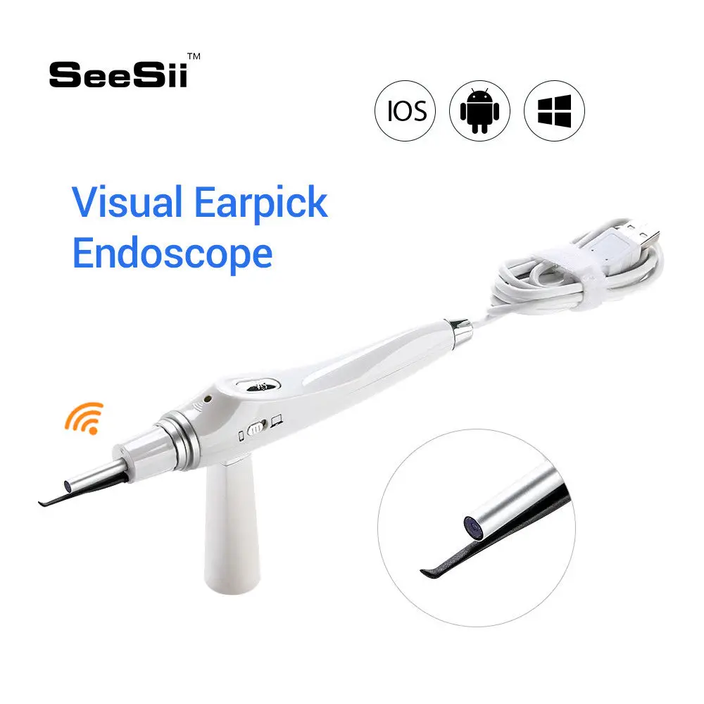 Ceny USB HD wizualne czyszczenie uszu endoskop łyżka WiFi otoskop zdjęcie z kamery nagrywanie wideo IP67 0.3MP dla systemu Android IOS