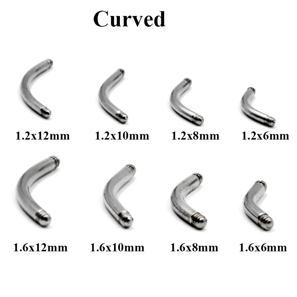 Showlove-10PC сменный вал из нержавеющей стали, изогнутая Подкова для губ, круговой спиральный стержень для пирсинга, 14 г/16 г