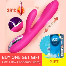 Omysky 10 Speeds Auto Heating Rabbit Vibrator Clitoris Stimulator Dual Vibration Dildos G-spot Vagina Massage Sex Toys For Women