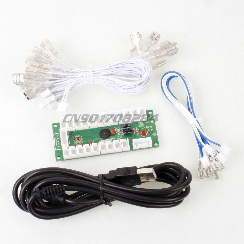 

New Zero Delay USB Controller TO PC Joystick Games For Mame 2 Pin Sticker Cable + 3 Pin LED Micro Switch Push Buttons Wire
