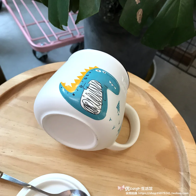 Мультфильм милый крокодил динозавр 3D кофейная кружка с крышкой и ложкой для
