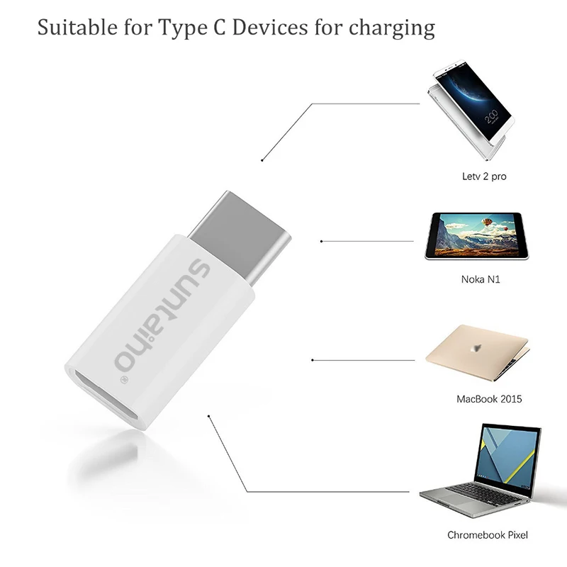 Suntaiho переходник usb type c(3 шт) micro USB адаптер Тип C USB C адаптер конвертер для Xiaomi 4C Lg G5 Nexus 5x Oneplus 5 Тип C адаптер