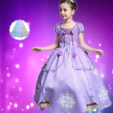 Платье принцессы Софии фиолетовое длинное платье принцессы Софии для девочек платье принцессы Софии с большими лепестками хлопковые детские праздничные платья с героями мультфильмов