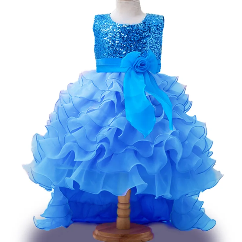 

Fashion Sequin Flower Girl trailing Dresses Party Birthday wedding princess Toddler baby Girls Clothes Children Girl Dresses