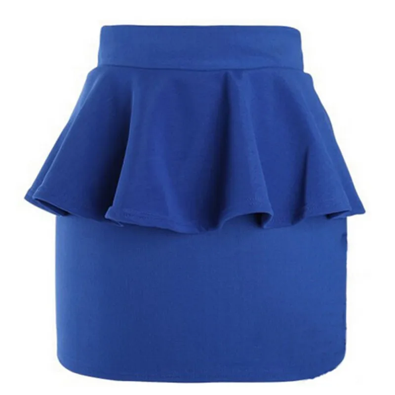 

Women Girl High Waisted Peplum Frill Pencil Skirt Stretch Body con Mini Sexy Skirt LY4