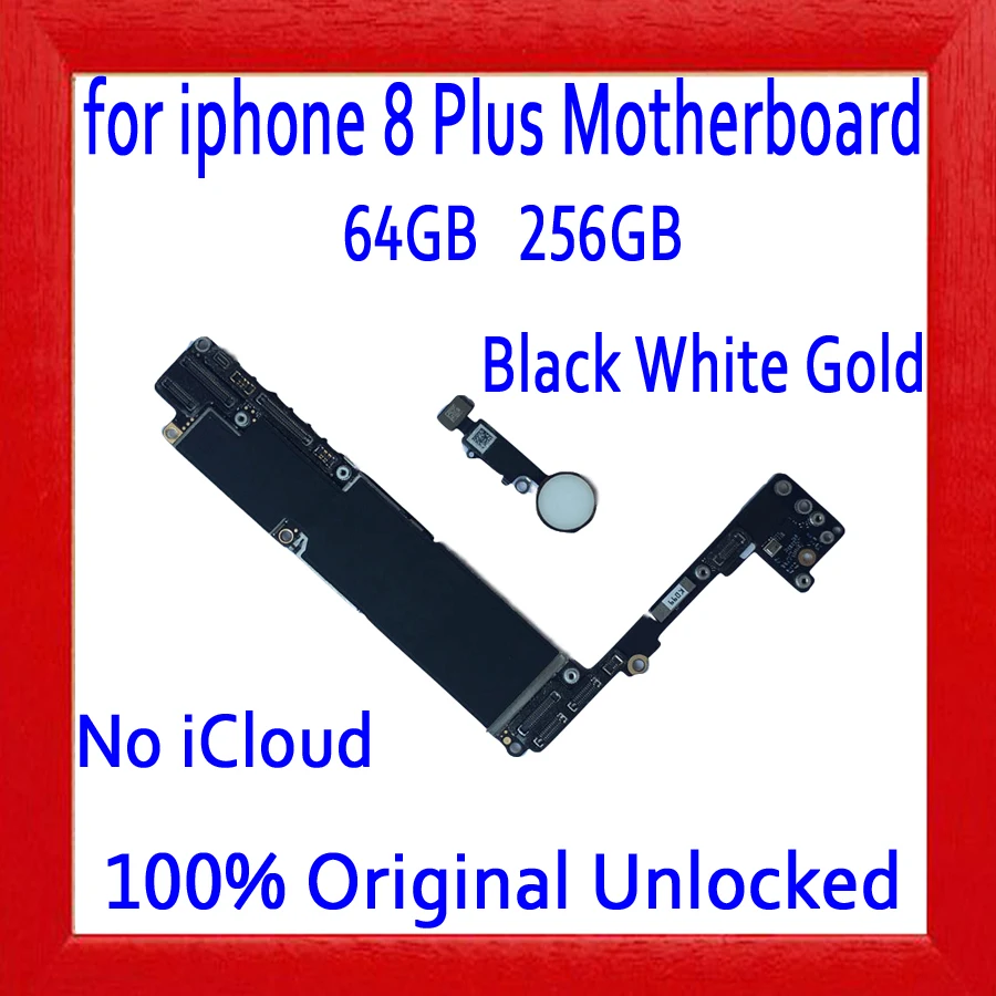 

Full unlocked for iphone 8 Plus Motherboard with Free iCloud,100% Original for iphone 8Plus Mainboard with Touch ID,64GB / 256GB