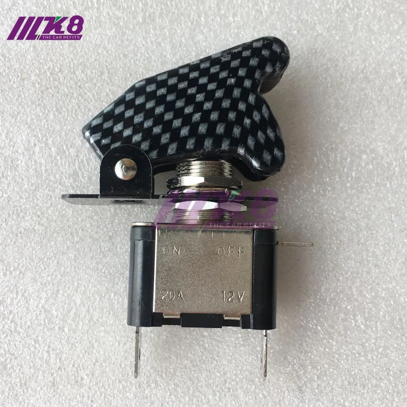 

12V On Off Racing Car Illuminated Toggle Switch Carbon fiber grain K8-3001