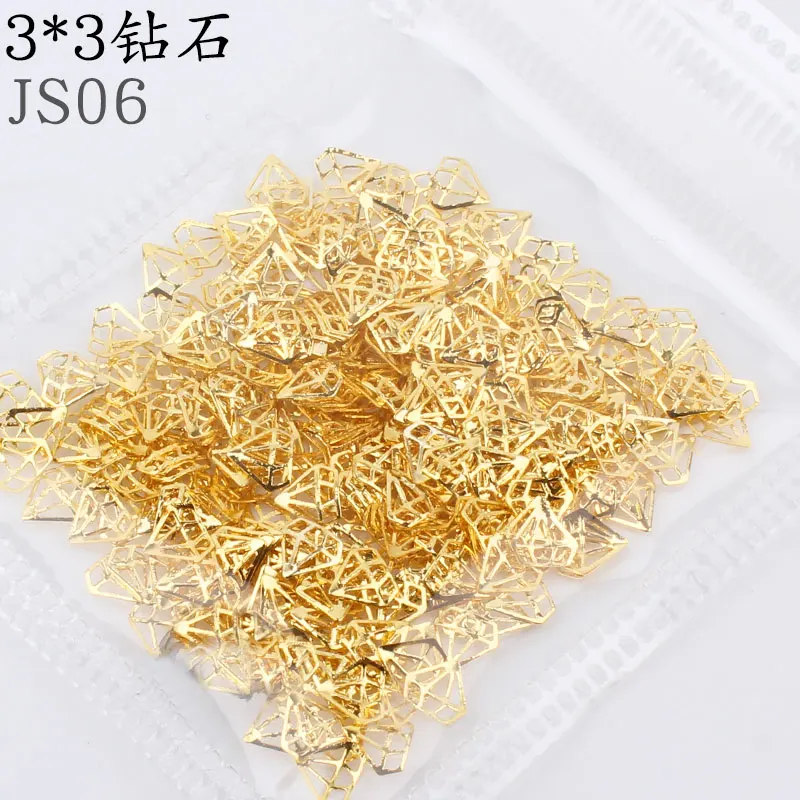 JS06 Ногтей 3D аксессуары DIY металлические декоративные рамки с золотыми заклепками аксессуары для маникюра Лето Shell ползунок украшения для ногтей - Цвет: JS06