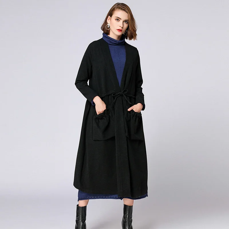 

Large Size Women Trench Coats Autumn Winter New Big Name Long Ruffled Roman Sand Windbreaker Women Trench Coat Plus Size 2019