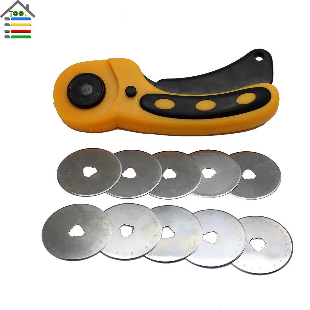 45mm Rotary Cutter Set +10PC Spare Blades Fit Olfa Dafa Fiskars Rotary Cutter Fabric Paper