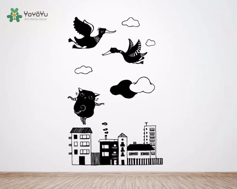 

YOYOYU Vinyl Wall Decal City Cloud Bird Animal Cartoon DIY Kids Room Funny Removable Home Decoration Stickers FD585
