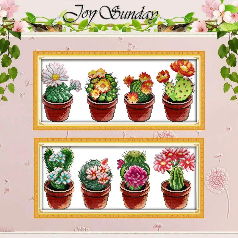 Beautiful Cactus Patterns Counted Cross Stitch Diy 11ct 14ct Cross